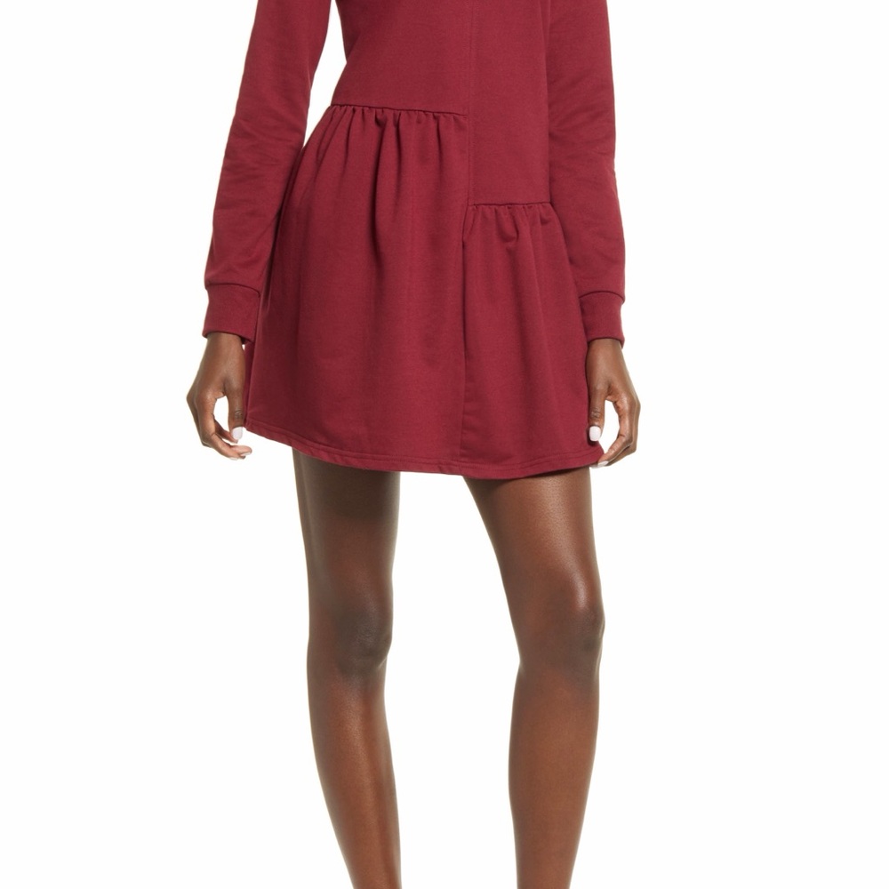 English Factory Burgundy Long Sleeve Dress size XS